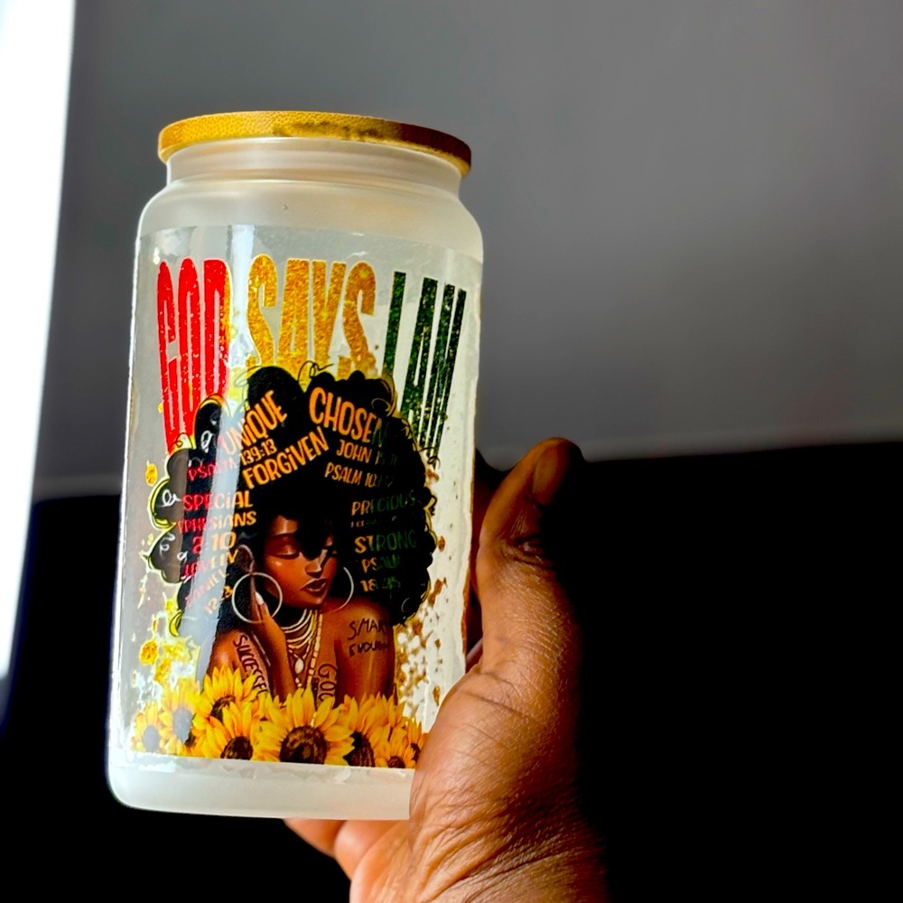 Custom 16oz frosted glass cup